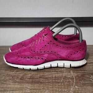 Cole Haan Zerogrand Wingtip Oxford Women's Suede Dress Shoes Size 6 Pink
